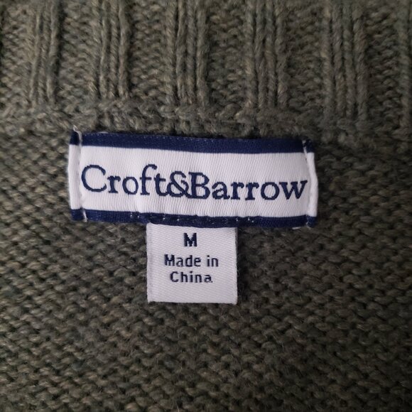 Croft & Barrow Sweater Size M Christmas Embroidered Holiday Ramie Silk Full Zip - Picture 11 of 11